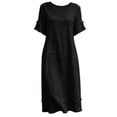 thumbnail image 4 of Admvng Womens Casual Dress Short Sleeve Pockets V Neck Flowy Summer Linen Dress, 4 of 9