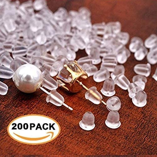 Nvzi 200PCS/100Pairs Earring Backings Soft Clear Ear Safety Back Pads  Backstops Bullet Clutch Stopper Replacement with Handy Case for Fish Hook  Earring Studs Hoops - Diameter 4mm 