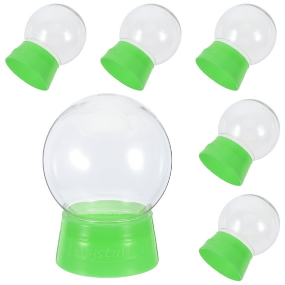 6-Piece Snow Globe Repair Kit with Plastic Globes and Replacement Craft Parts for Kids and Adults, Green