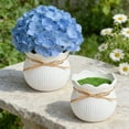 thumbnail image 5 of Plastic Flocking Flower Pot Set | Round Thickened Planters for Indoor Plants | White & Yellow Decorative Vases with Drainage Holes, 5 of 6