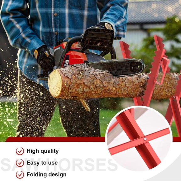 Saw Horse, Folding Log Cutting Sawbuck, Adjustable Sawhorse, Log Holder, Portable Log Stand for Logging, Splitting & Firewood