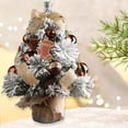 thumbnail image 3 of Christmas Tree, Red White Ornament Decorations with Pine Cones, Snow Flocked Mini Christmas Tree with Lights, 3 of 5