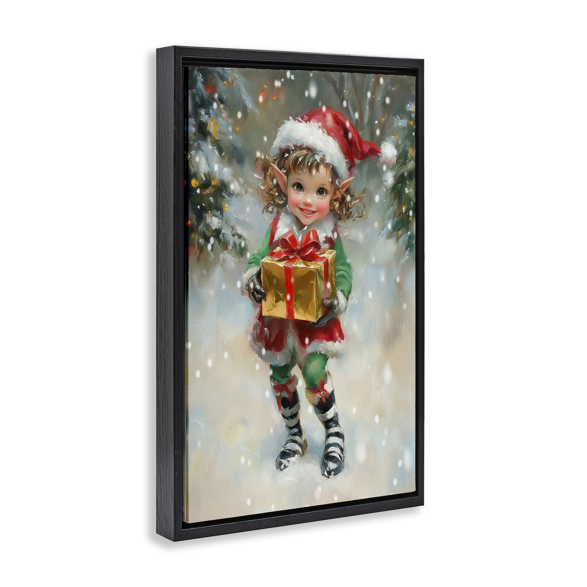 Stupell Industries Santa's Little Elf Black Framed Floater Canvas Wall Art, design by Tina LeCour