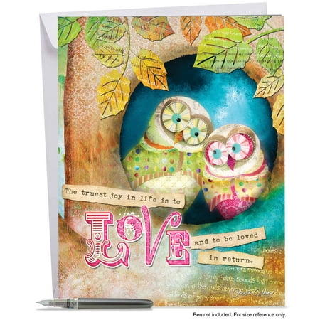 J2952CWDG Jumbo Wedding Card: FOREST FRIENDS, Extra Large Greeting Card With Envelope -