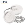 thumbnail image 4 of Uxcell 4Pcs Rubber Drain Stopper with Chain and Hanging Ring, Bathtub Drain Plug Fits 1 3/4 inch, Rubber Sink Stopper Drain Plug for Bathtub, Kitchen and Bathroom, White, 4 of 6