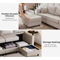 thumbnail image 6 of JULY'S SONG 91.5" Leather Modular Sectional Sofa with Storage Ottoman, Oversized L-Shaped Couch with Storage Seat, 4 Seater Couch for Living Room, Grey, 6 of 12