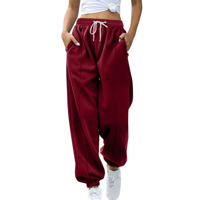 Timegard Sweatpants for Women Fall Winter Casual Loose Workout Trousers with Pockets Solid Color Joggers
