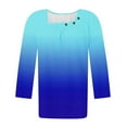 thumbnail image 4 of hxobax Womens Tops Trendy Ombre Tunic Tops Cute Square Neck Button Shirts 3/4 Sleeve Pleated Blouses, 4 of 5