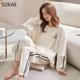 thumbnail image 5 of SUKAE-Conjunto de Pijamas de algodón para Mujer, ropa de dormir informal de manga larga, estilo minimalista, Otoño e Invierno, 5 of 5