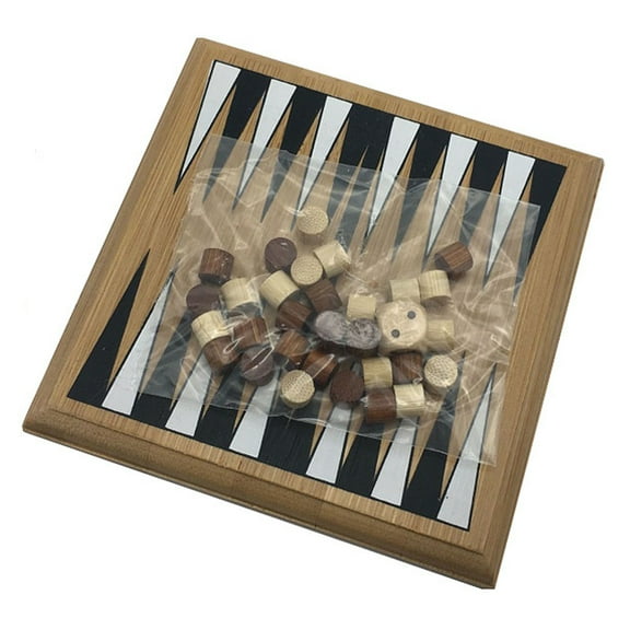 Zummy Natural Wooden Backgammon Game Puzzle - Mini Size