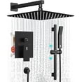 thumbnail image 3 of Shower System with Rain Showerhead  Square Handheld Showerwith Slide Bar and Hose  Wall Mounted Shower Faucet Set Included Valve and Trim Kit  Brushed Nickel, 3 of 6
