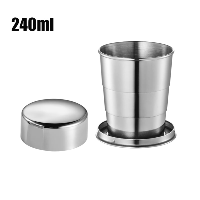 Stainless Steel Portable Outdoor Travel Camping Folding Collapsible Cup Telescopic Mug With Keychain 75ml 140ml 240ml Walmart Com Walmart Com