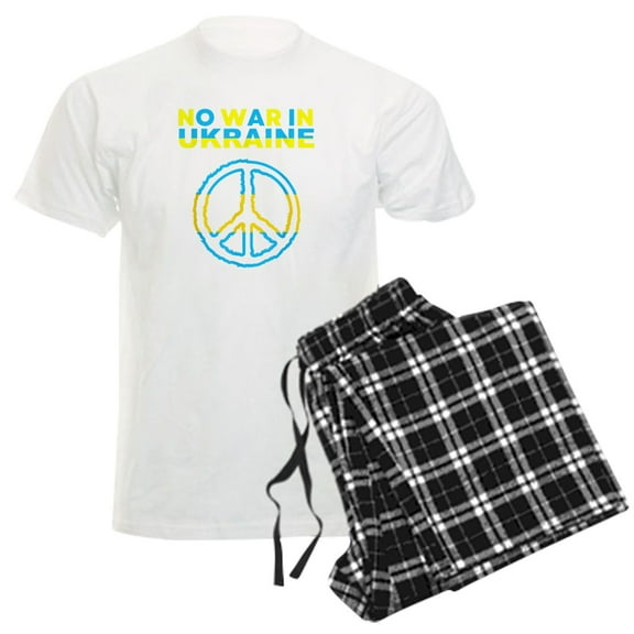 CafePress - No War In Ukraine Support American Ukraini Pajamas - Men's Light Loose Fit Cotton Pajama Set
