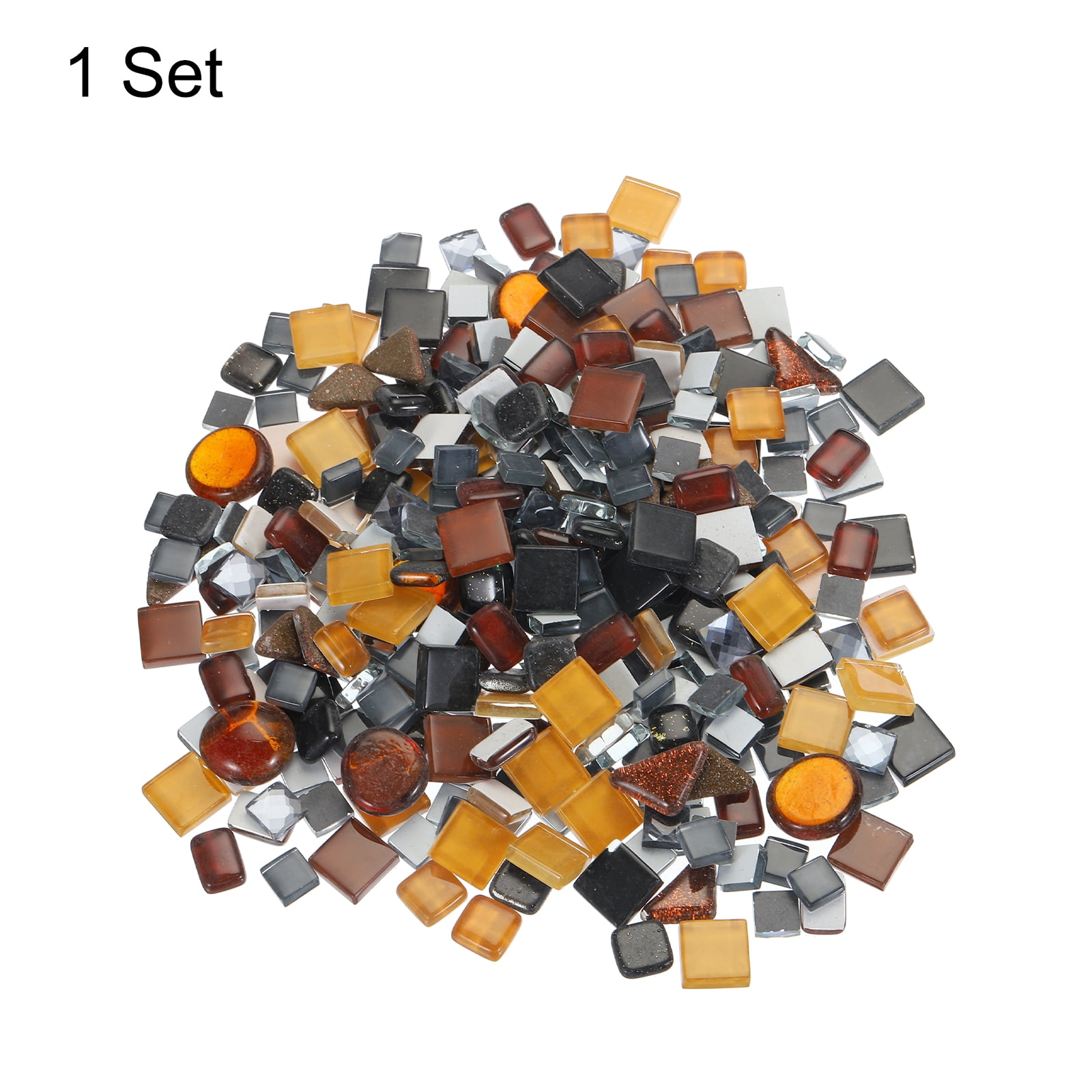 500g Irregular Crystal Glass Mosaic Tiles, Craft Tiny Mosaic Tiles Bulk for Craft DIY Art Project Black Series