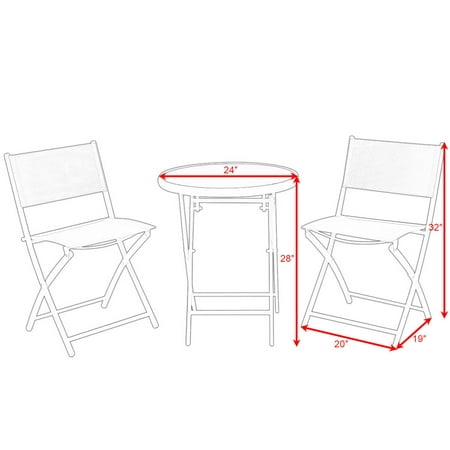 3pcs Folding Bistro Table Chairs Set, Black And White Patio Furniture Canada