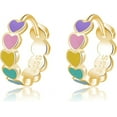 thumbnail image 6 of Sterling Silver Rainbow Heart Hoop Earrings for Women Teens Colorful Love Earrings Huggie for Valentines Day, 6 of 10