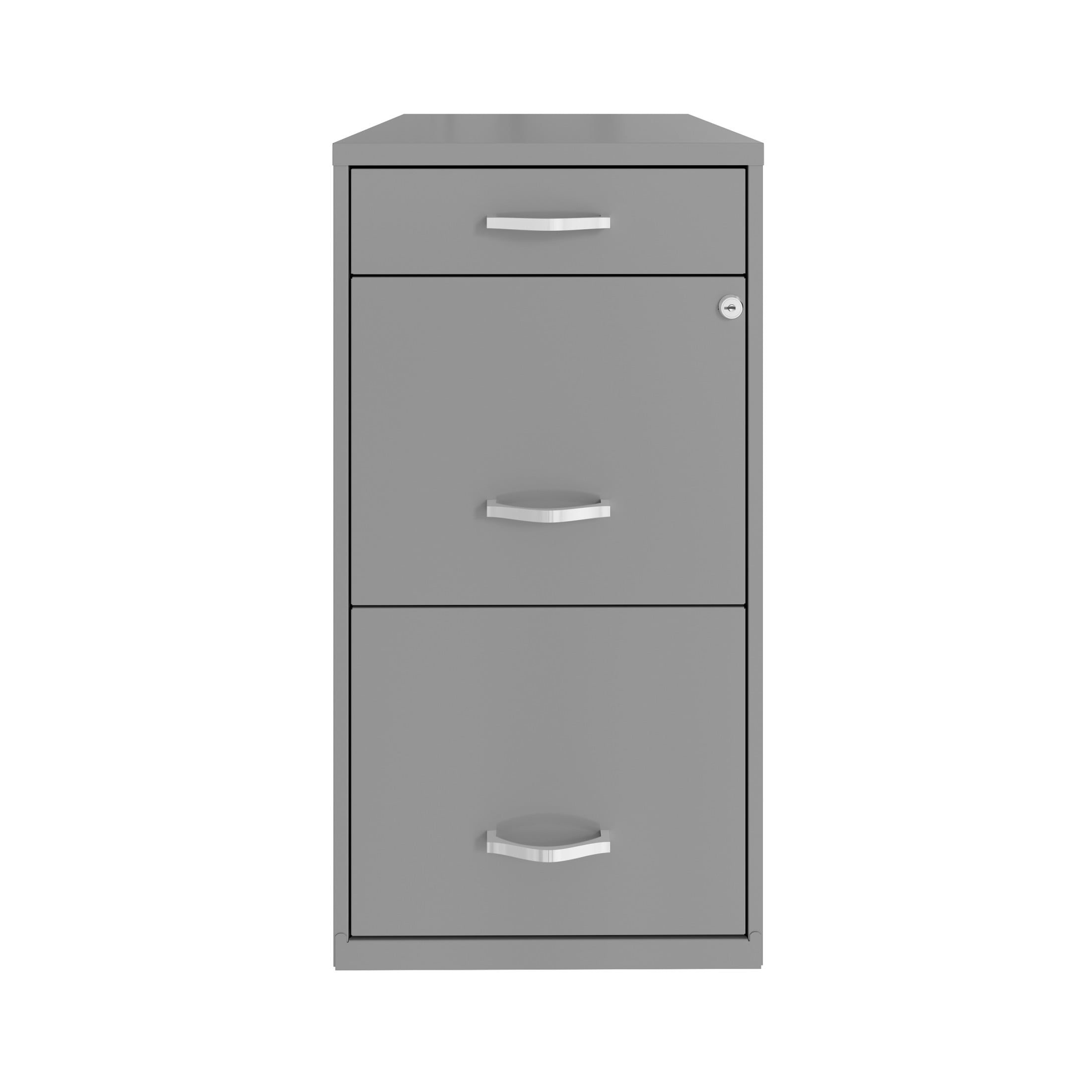 Space Solutions 3 Drawer Letter Width Vertical File Cabinet with Pencil Drawer, Silver