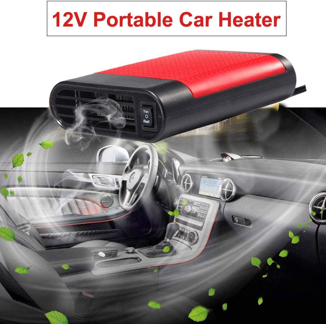 Portable PTC & Ceramic Car Heater Heating Fan Window Windscreen Defroster Demister Hot Warm Heating Fans 12V Black 