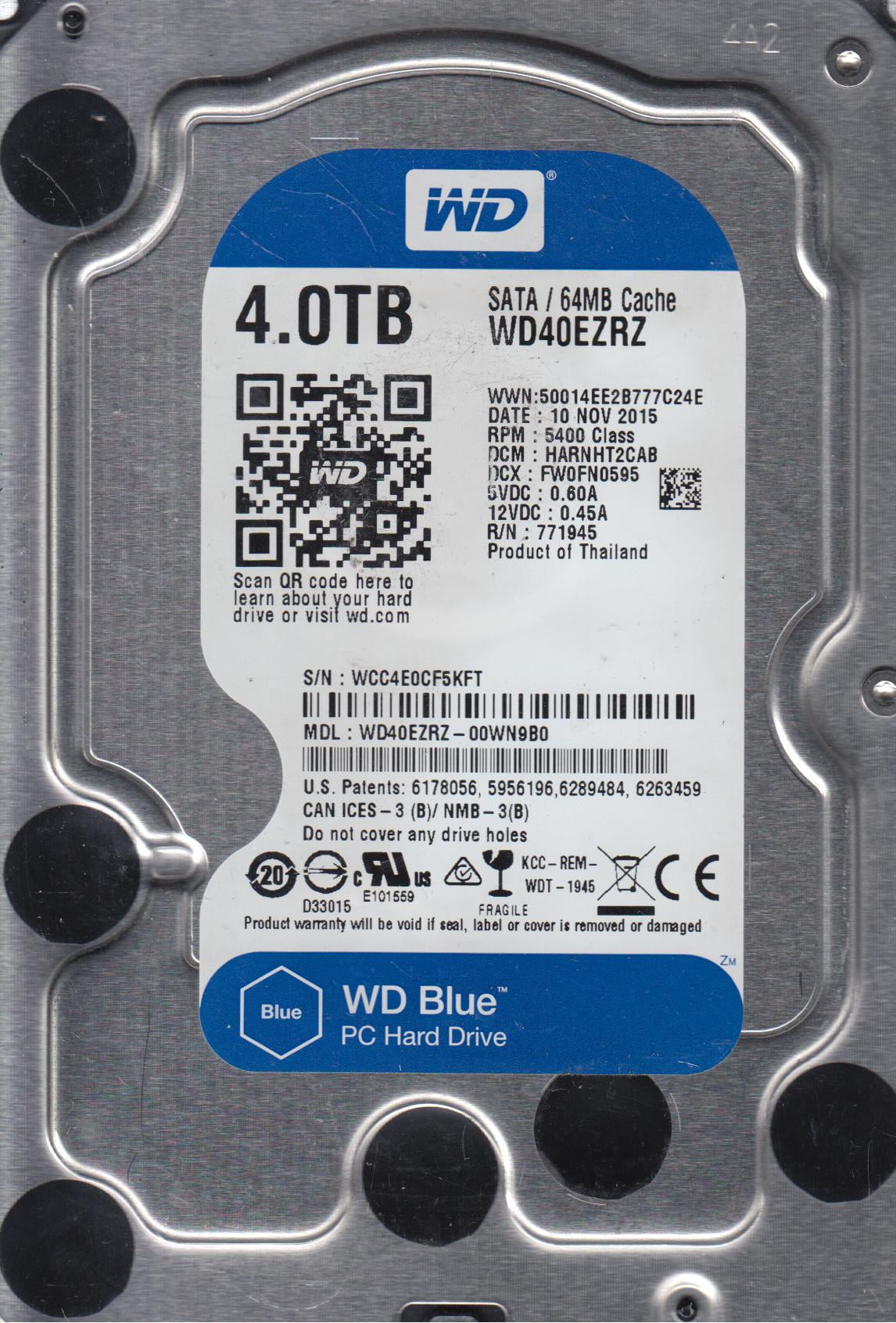 WD Blue 1TB PC HDD - 7200 RPM SATA 6 Gb/s 64MB Cache 3.5 Inch