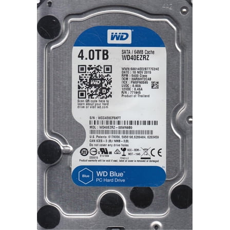 WD40EZRZ-00WN9B0, DCM HARNHT2CAB, Western Digital 4TB SATA 3.5 Hard Drive