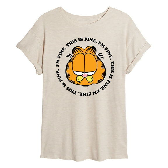 Garfield - I'm Fine This Is Fine - Juniors Ideal Flowy Muscle T-Shirt