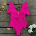 thumbnail image 6 of Sngxgn Swimsuit Women Criss Cross Back Print Bathing Suits Modest Swimwear(Hot Pink,XL), 6 of 8