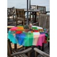 thumbnail image 2 of Outdoor Table Cloth with Umbrella Hole and Zipper, Colorful Oil Painted Waterproof Round Tablecloth 54 Inch, Modern Abstract Art Vintage Washable Table Cover for Outside Party Patio Picnic, 2 of 8