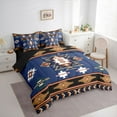 thumbnail image 4 of Homewish Bohemian Aztec Triangle Bedding Comforter Set 7pcs, Blue Brown Southwestern Style King Bedding Sets, Teens Kids Women Men Reversible Bed Sheets, Microfiber Bedroom Decor, 4 of 8