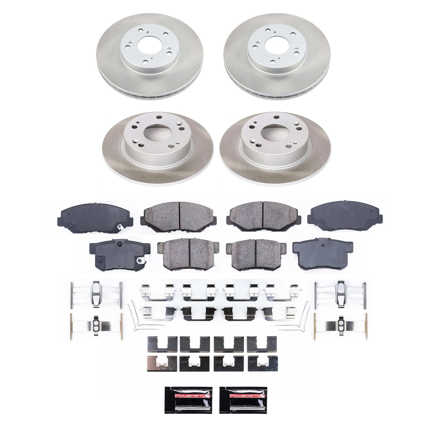 PowerStop Front and Rear Semi-Coated Rotor and Low-Dust Ceramic Brake Pad Kit SC1047