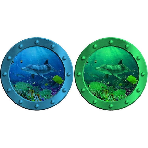 1 Set of Sea Life World Stickers Portholes Marine Animal Wall Adhesive Sticker Sea Animal Stickers