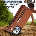 thumbnail image 2 of Decase Crossbody Wallet Case with Credit Card Holder Stand for iPhone 14, RFID Blocking Design,with Wrist Strap Rugged Shockproof PU Leather Case Cover, brown, 2 of 8