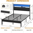 thumbnail image 2 of Queen Bed Frame with Headboard & 2 Fabric Drawers, Bed Frame Queen Size Featuring LED Lights, Built-in Charging Station & Storage Shelves, Metal Slats, No Box Spring Needed – Black Oak, 2 of 18