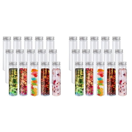 

30Pcs 110Ml Plastic Test Tube Clear Flat Test Tubes Plastic Test Tubes with Screw Caps for Beans Party Decor