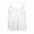 thumbnail image 4 of Holzkary Women's Lace Silk Satin Pajama Tank Tops V Neck Camisole Soft Spaghetti Strap Tops Loose Sleepwear Lace Suspenders Are Designed Sense Of Wearing A New Summer Plus Size Back Suit White 3Xl, 4 of 5
