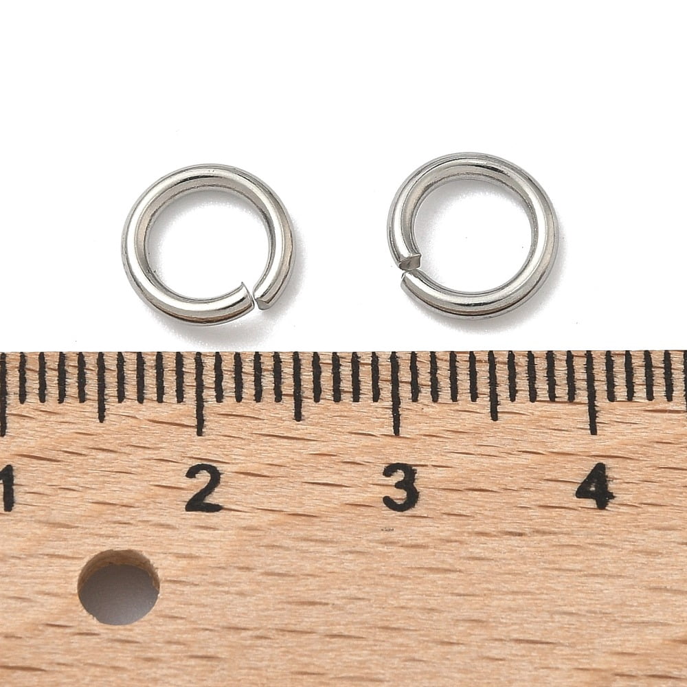 Resistant 304 Stainless Steel Open Jump Rings Stainless Steel Color 9x1.5mm Inner Diameter: 6mm