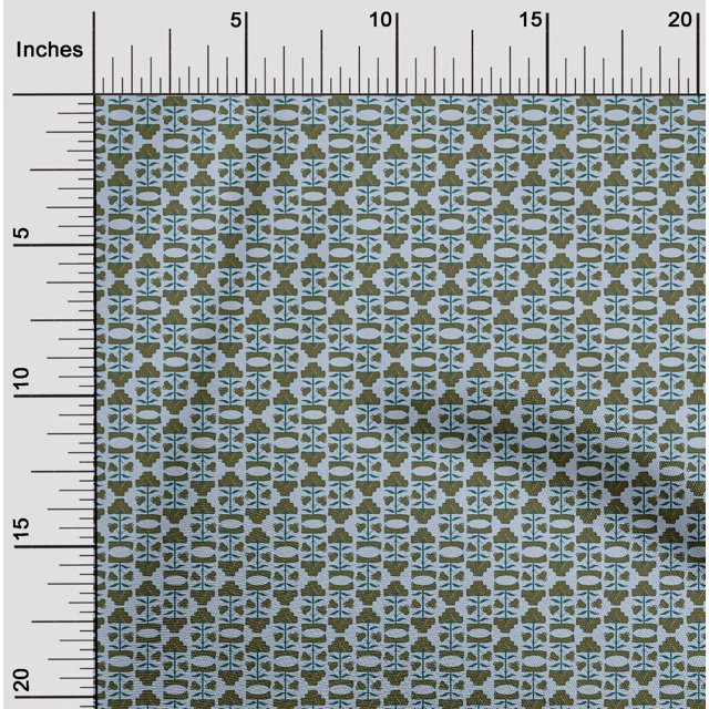 oneOone Cotton Poplin Fabric Leaves & Floral Block Print Sewing Fabric BTY 42 Inch Wide