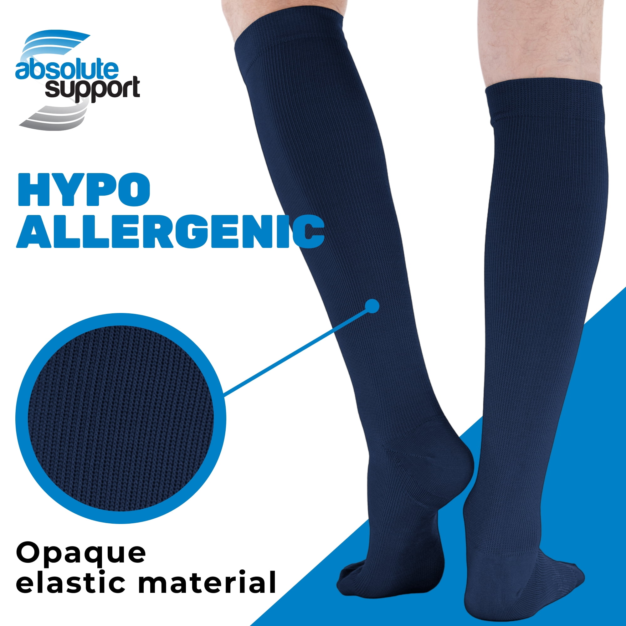 Made in USA - Men Compression Socks 20-30mmHg by Absolute Support - Navy, Small