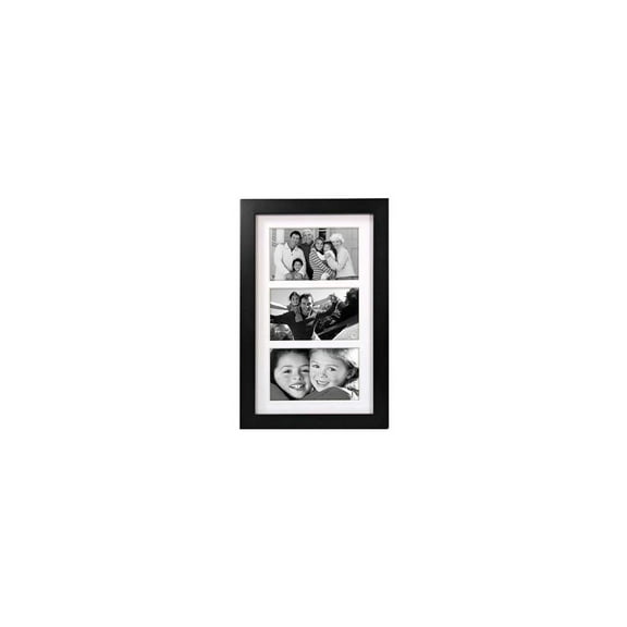 Malden International Linear Series, Contemporary Wall Series Wood Frame, for Three 5x7" Photographs, Color/Style: Black