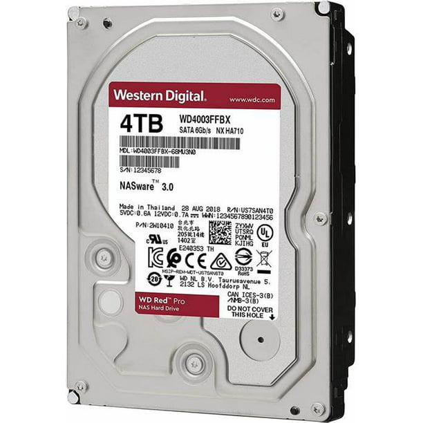 Used Western Digital 4TB WD Red Pro NAS Internal Hard Drive HDD - 7200 SATA 6 Gb/s, CMR, 256 MB Cache, 3.5" - WD4003FFBX - Walmart.com