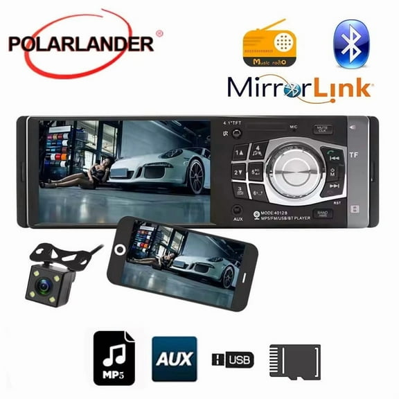 Car Radio 1 Din 4.1Inch Autoradio Cassette Car MP5 Player Support Bluetooth USB/SD Stereo Player Auto Tape Mirror Link with Camera