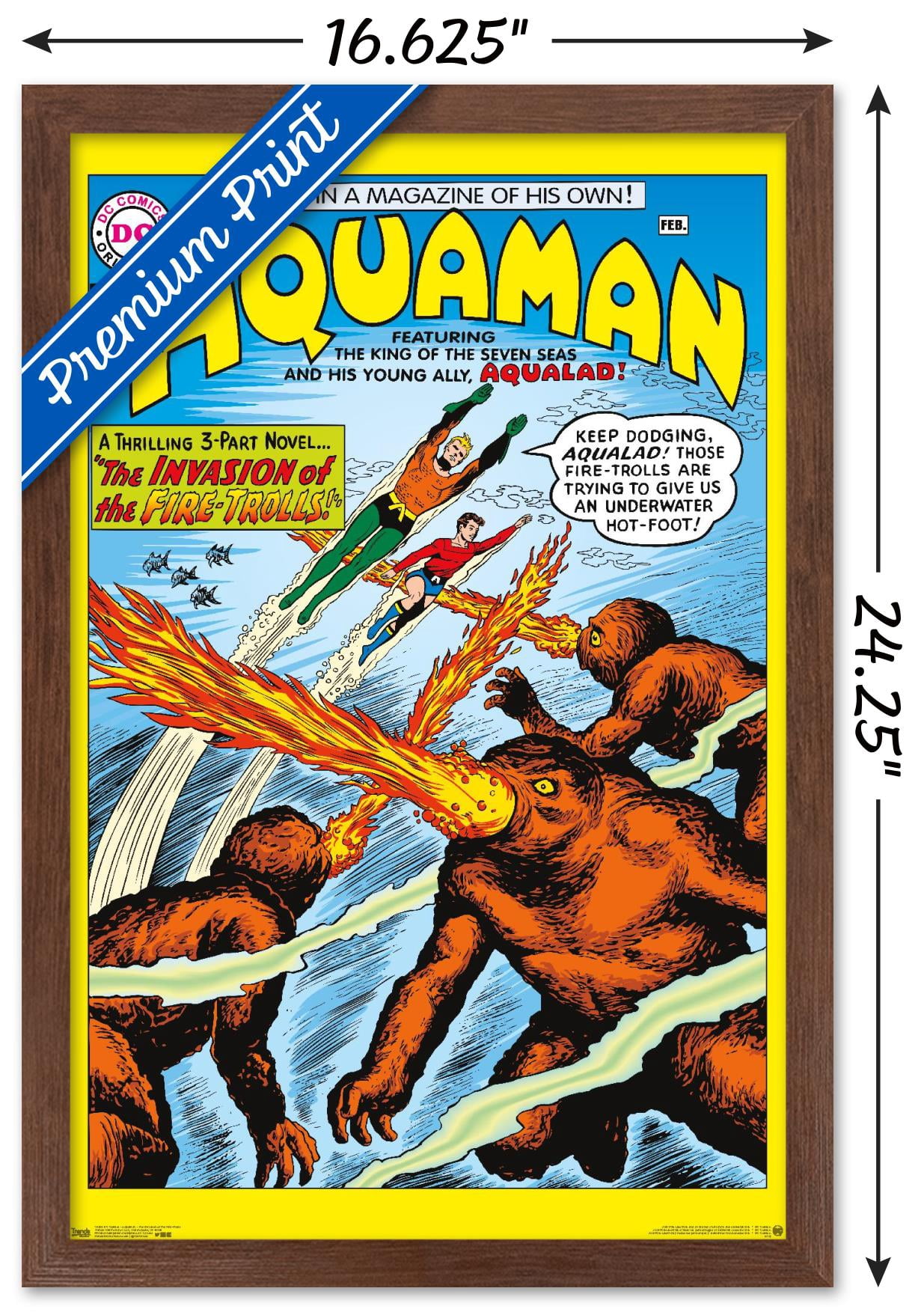 DC Comics - Aquaman - The Invasion of the Fire-Trolls Wall Poster, 14.725" x 22.375" Framed