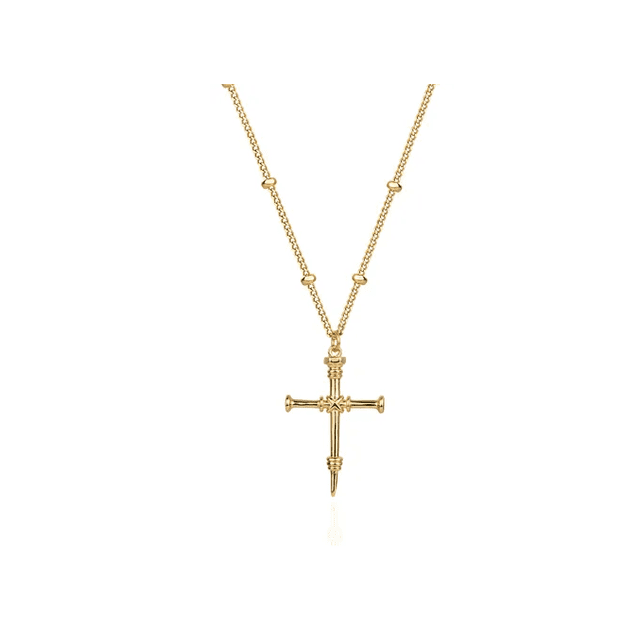 Collar Xtellar dorado Cruz Mujer Dije Cadena Chapado Oro 18k