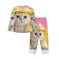 thumbnail image 2 of Uemuo A Funny Cat Pattern Womens Pajama Sets,PJ Set for Women,Pajamas for Women Logo,Long Sleeve Pajama Set for Women,Soft Long Sleeve Top With Pants-X-Large, 2 of 9