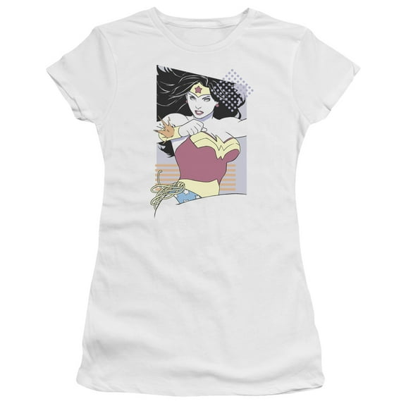 JLA Justice League Ww 80S Minimal S/S Junior Women's T-Shirt Sheer White