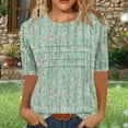 thumbnail image 1 of FcBaudy Hauts pour Femmes, Chemises pour Femmes, Blouses & Chemises à Manches Courtes Col Rond Mode Féminine Col Rond Froissé T-shirt Manches 3/4 Ample Manches Courtes Blouse en Polyester, 1 of 7