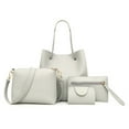 thumbnail image 4 of Soumake 4Pcs Women Fashion Solid Color Soft Faux Leather Shoulder Bag Handbag Purse Set, 4 of 5