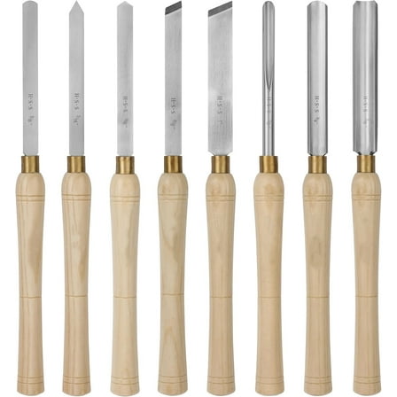 8pcs Wood Lathe Chisel Set HSS Wood Carving Tools with Wooden Box