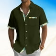 thumbnail image 2 of Huresd Mens Short Sleeve Guayabera Shirts Button Down Solid Color Mexican Embroidered Cuban Wedding Shirt Summer Top Army Green 3XL, 2 of 5