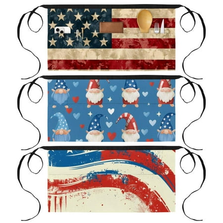 

Ailis Dinng 3 Pack Half Aprons Waist Aprons for Women and Men Home Kitchen Cooking American Gnomes