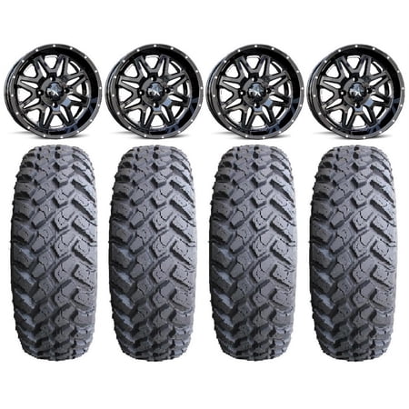 MSA Black Vibe 14 UTV Wheels 31 MotoHammer Tires Kawasaki Mule Pro FXT